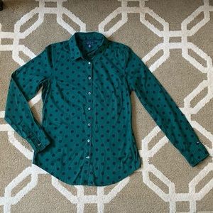 Dark Green/Blue Polka Dot Tommy Hilfiger Blouse